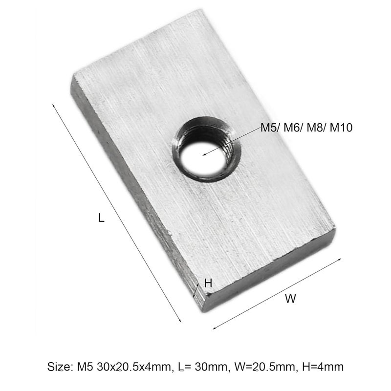 Faspiroty 6Pcs M8 Rectangular Nut Stainless Steel Square Nut Fastener for Furniture Connector Machinery 34x20x4mm - Image 3